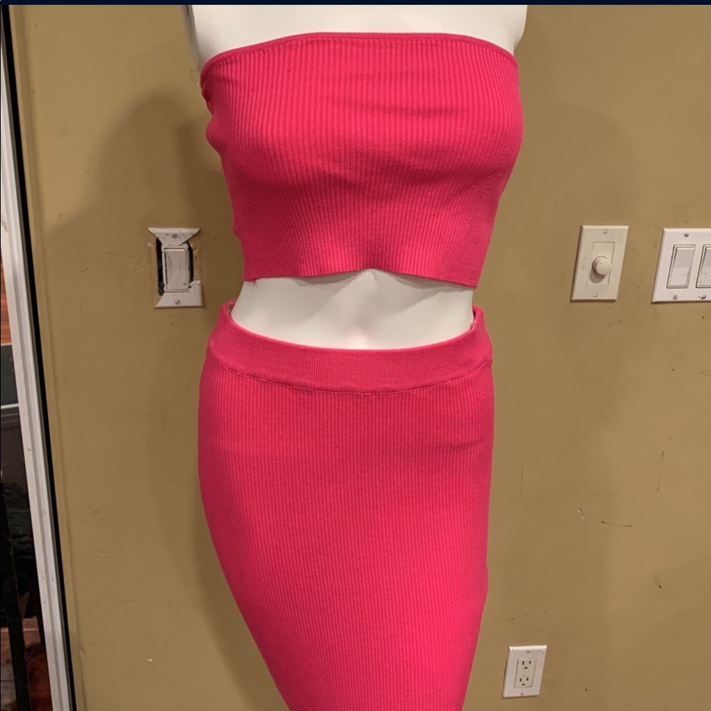 Naked Wardrobe fushia skirt set